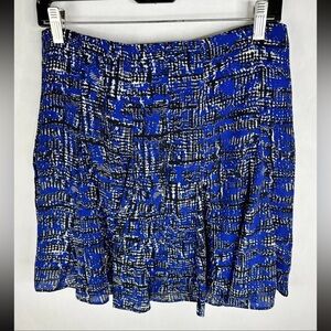 Banana Republic Womens Skirt 2 Blue Black White A Line Pleated Lined